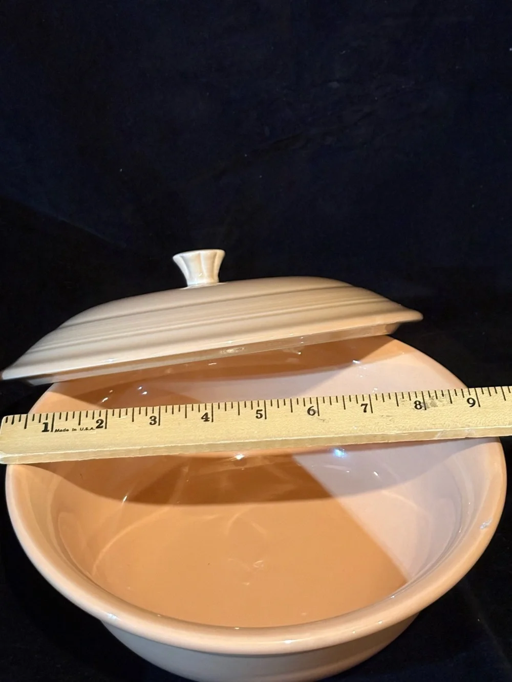 Homer Laughlin Fiesta Light Peach Ceramic Covered Casserole/Serving Bowl